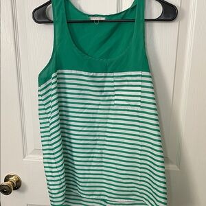 Pleione Green and White Striped Tank Top